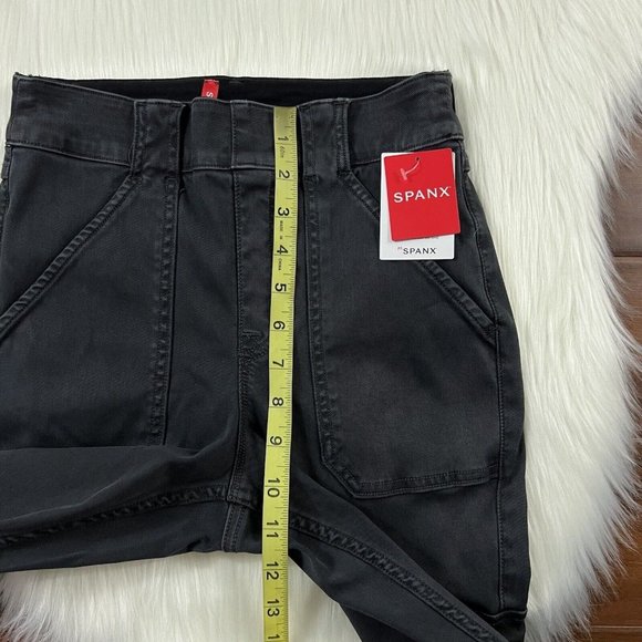 Spanx Size Small Washed Black Gray Stretch Twill Ankle Cargo Pants - Picture 4 of 9